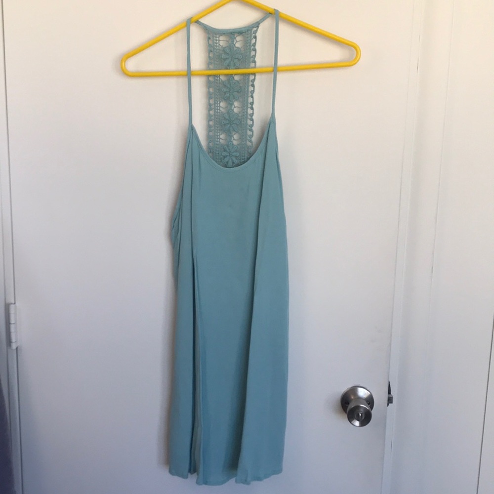 Sky blue dress with lace detail back